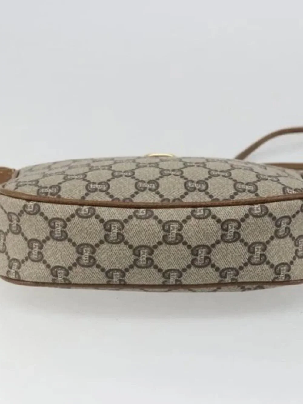 GUCCI GG Plus Supreme Shoulder Bag PVC Beige Gold Auth ka3460